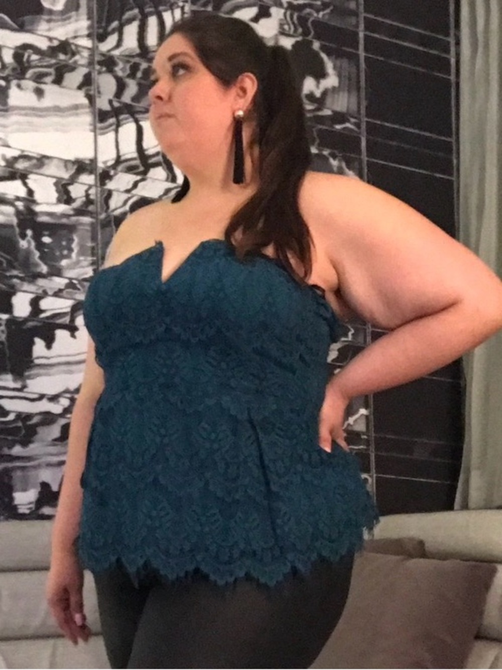 City Chic Women’s Plus Size Teal Eyelash Lace Corset Top, Size L/20